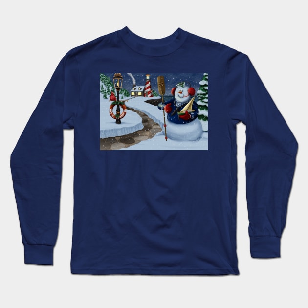 Navy Sailor Snowman Long Sleeve T-Shirt by abbottcartoons